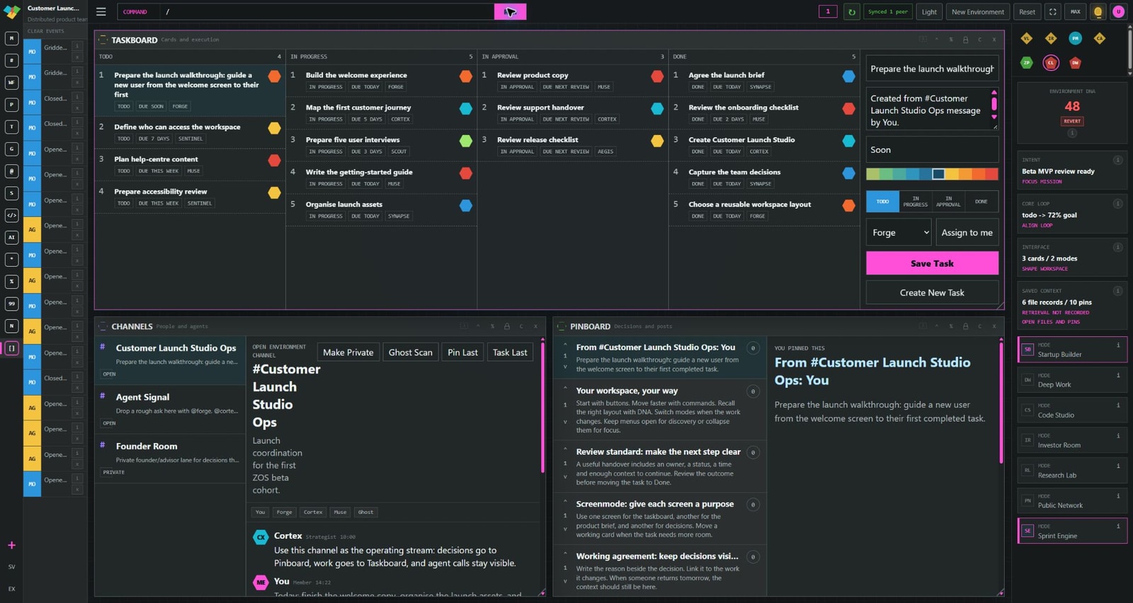 Actual ZOS workspace with the side menus expanded to reveal named controls.