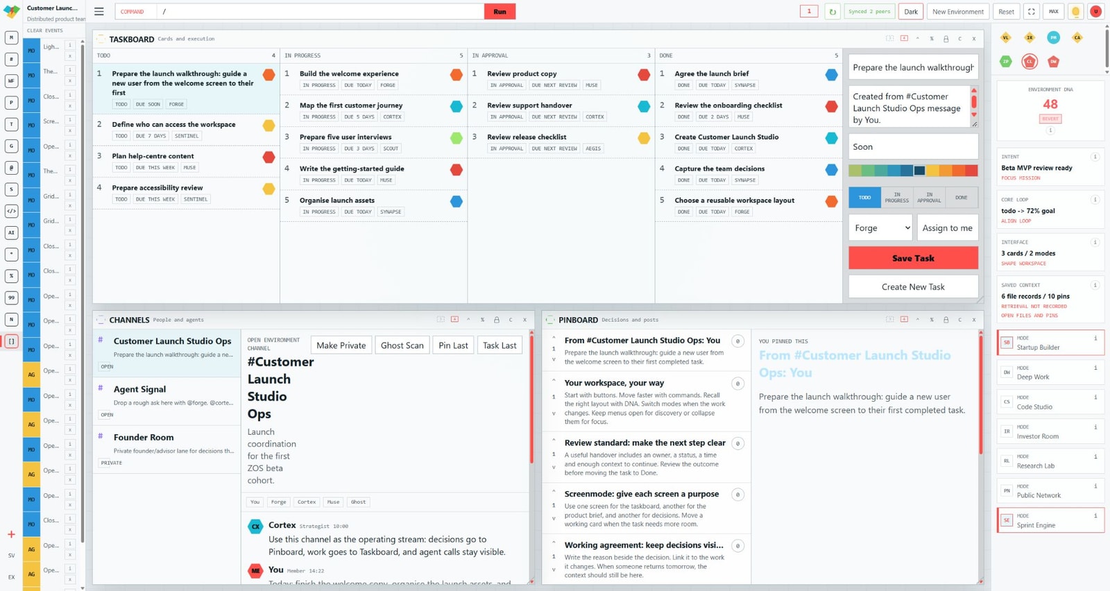 Actual ZOS workspace in the light theme.